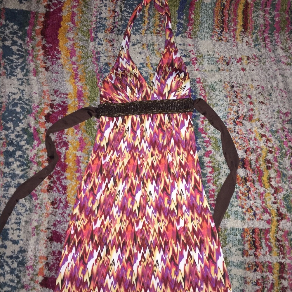 Funky patterned Maxi dress- Halter, ties in back